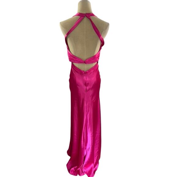 "TABOO" Formal Rhinestone Halter Maxi Dress SZ 9/10 Y2K Barbie Prom PLZ READ!! - Picture 4 of 16